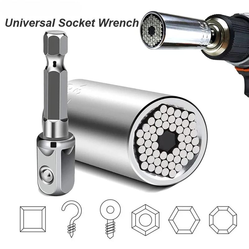 Power Tools List - ユニバーサルソケットレンチヘッドセットスリーブガジェット 7-19 ミリメートルパワードリルアダプタースパナキーナットマジックグリップマルチハンドツールマルチツール
