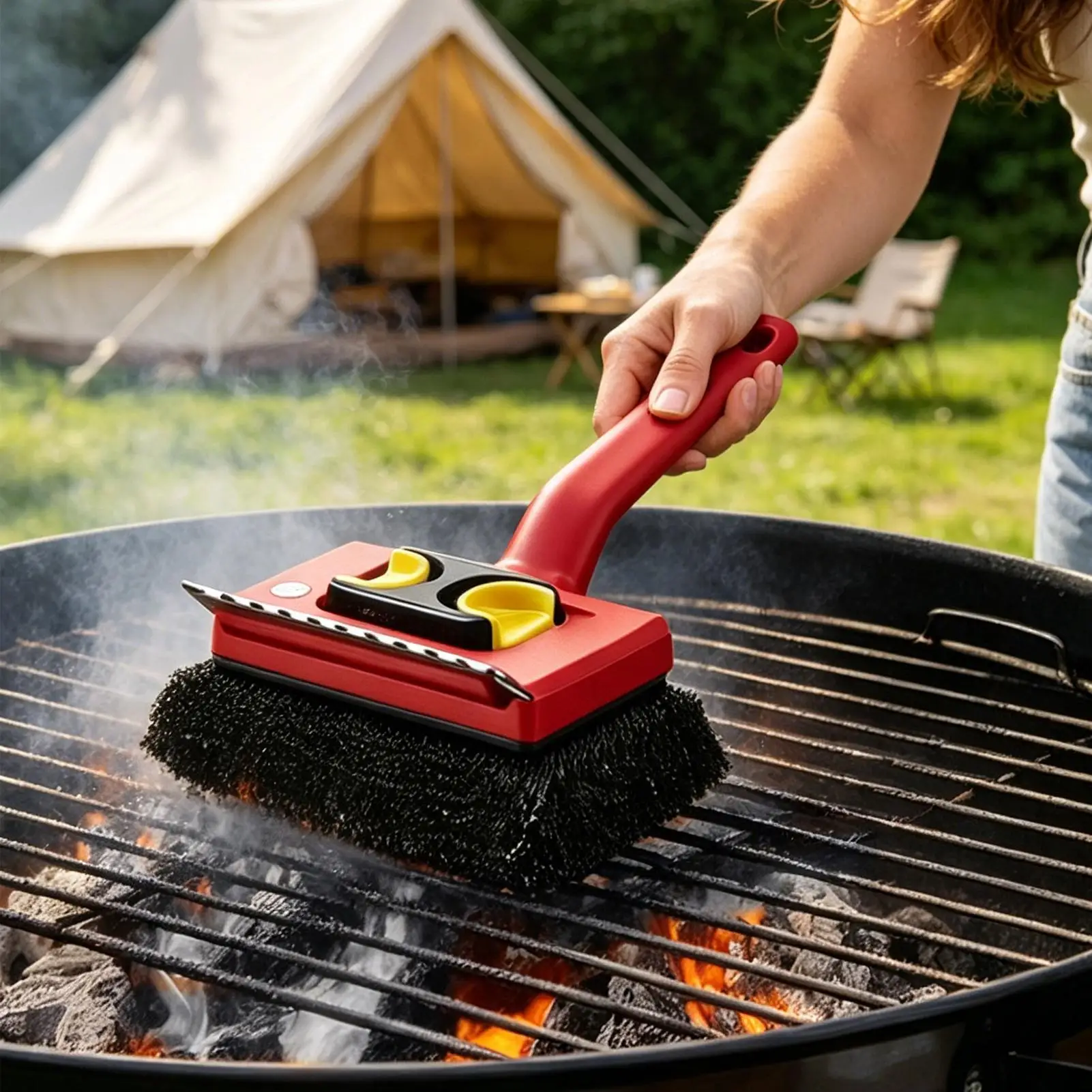 ロングハンドル電動グリルブラシ、抜け毛のない耐久性のあるデザ - Power Tools Use のレビューと価格