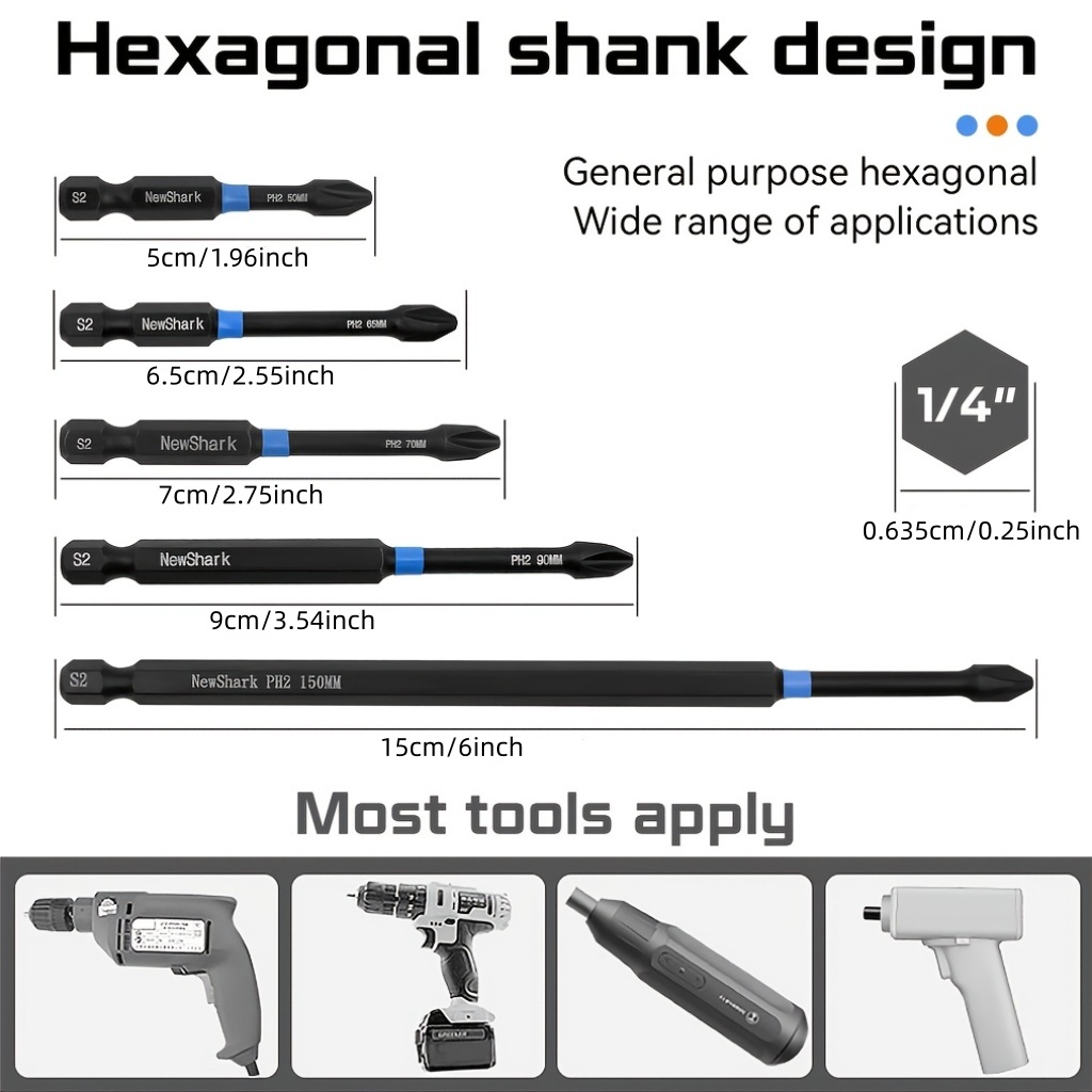 5個入り高耐久性マグネティックフィリップスドライバービット、 - Power Tools List のレビューと価格
